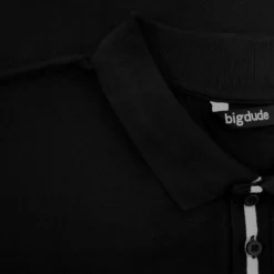 Bigdude Contrast Stripe Placket With Tipped Cuff Polo Shirt Black -Big Dude Clothing Shop 3082d0fb img 8457