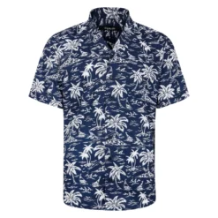 Bigdude Ocean Viscose Relaxed Collar Shirt Navy