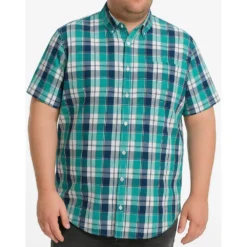 Bigdude Short Sleeve Check Shirt Sage Green -Big Dude Clothing Shop 3198ff71 04863736 life1 bd25ss18 67 sagegreen