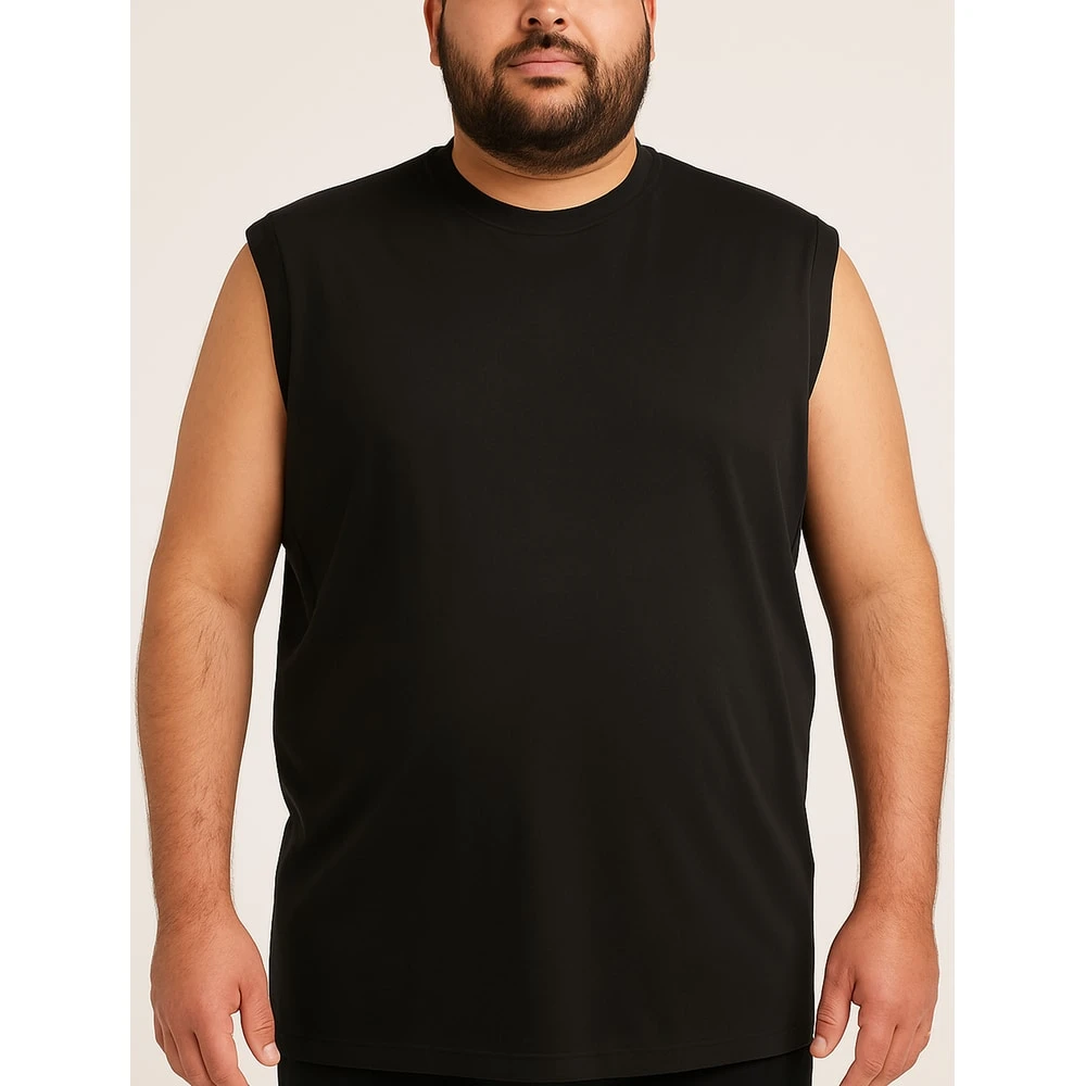 Bigdude Plain Sleeveless T-Shirt Black 6 Bigdude Plain Sleeveless T-Shirt Black - Image 6