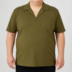 Bigdude Relaxed Collar Polo Shirt Khaki 5 Bigdude Relaxed Collar Polo Shirt Khaki -Big Dude Clothing Shop 337864f2 life1 11 khaki