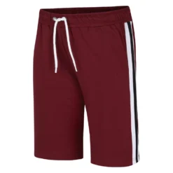 Bigdude Contrast Tape Loop Back Shorts Burgundy