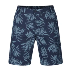 Bigdude Leaf Print Cargo Shorts Blue