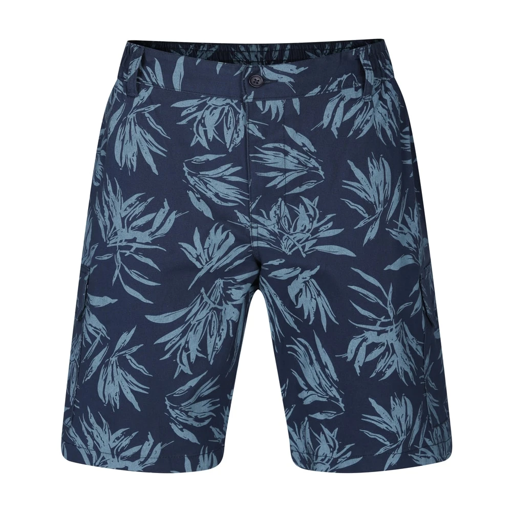 Bigdude Leaf Print Cargo Shorts Blue 1 Bigdude Leaf Print Cargo Shorts Blue