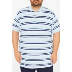 Bigdude Varsity Striped Pique Polo Light Blue -Big Dude Clothing Shop 352a2007 life1 us24p32 27 lightblue