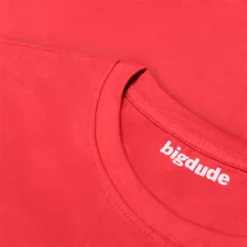 Bigdude Plain Crew Neck T-Shirt Red Space Cherry -Big Dude Clothing Shop 3664d373 closeup1 us101 22 red
