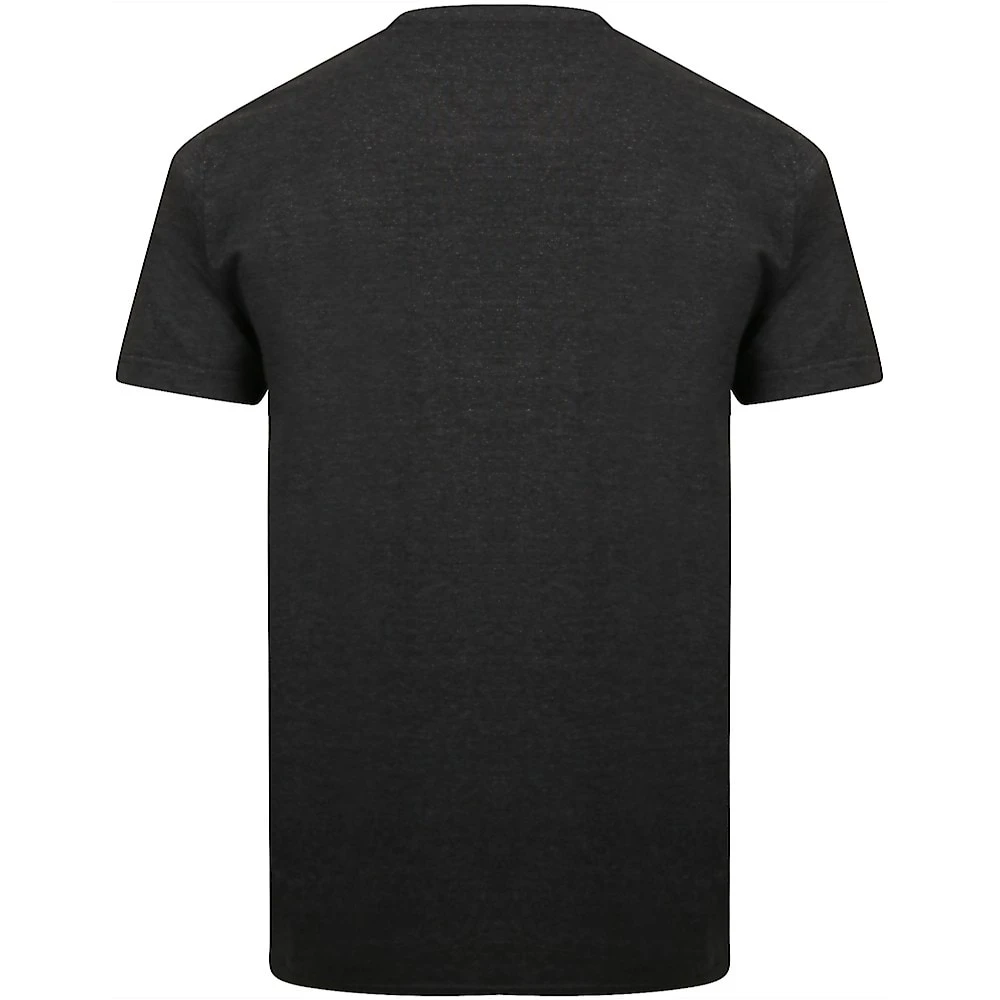 Bigdude Plain V-Neck T-Shirt Charcoal Marl 2 Bigdude Plain V-Neck T-Shirt Charcoal Marl - Image 2