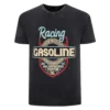 Bigdude Acid Wash Gasoline Print T-Shirt Washed Black