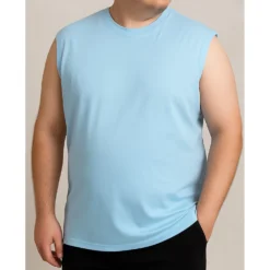 Bigdude Plain Sleeveless T-Shirt Sky Blue -Big Dude Clothing Shop 3a2d7bb3 c0fce687 life2 bd20pv01 27 skyblue