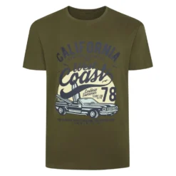 Bigdude West Coast Print T-Shirt Khaki