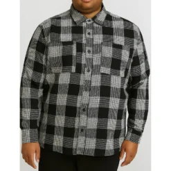 Bigdude Checked Waffle Shirt Black/White -Big Dude Clothing Shop 3bb710b1 life1 us24ls05 01 black