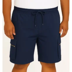 Bigdude Elasticated Waist Zip Pocket Cargo Shorts Navy -Big Dude Clothing Shop 3e34e252 life1 us25sh09 02 navy