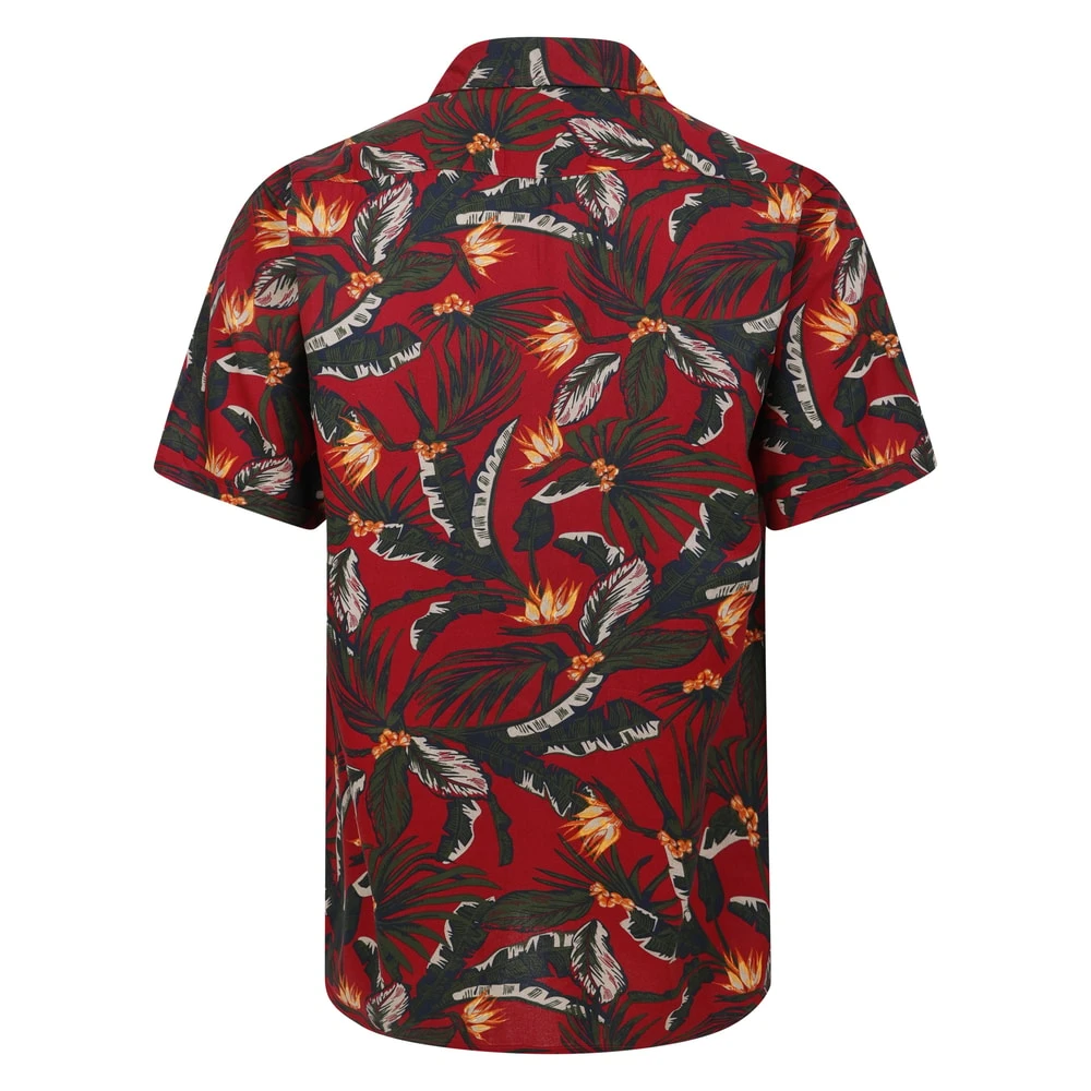 Bigdude Tropical Trees Viscose Relaxed Collar Shirt Pepper Red 2 Bigdude Tropical Trees Viscose Relaxed Collar Shirt Pepper Red - Image 2