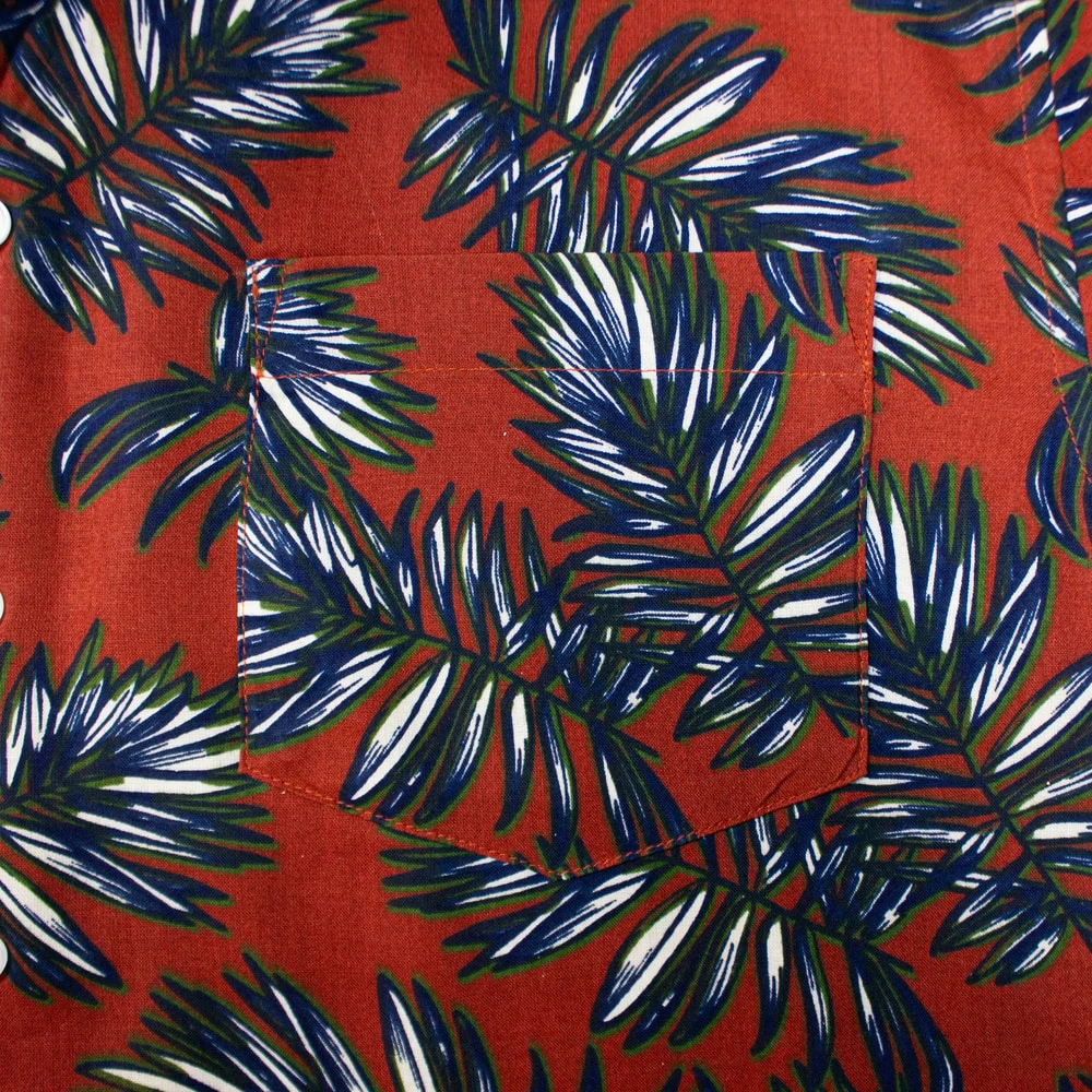 Bigdude Palm Leaves Viscose Relaxed Collar Shirt Pepper Red 4 Bigdude Palm Leaves Viscose Relaxed Collar Shirt Pepper Red - Image 4