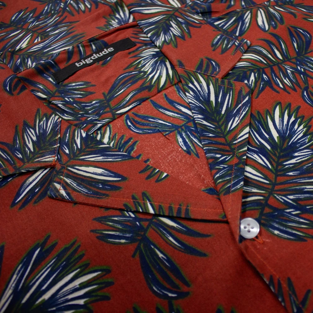 Bigdude Palm Leaves Viscose Relaxed Collar Shirt Pepper Red 5 Bigdude Palm Leaves Viscose Relaxed Collar Shirt Pepper Red - Image 5