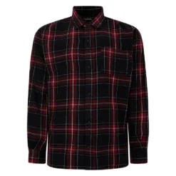 Bigdude Checked Flannel Long Sleeve Shirt Burgundy/Black