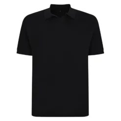 Bigdude Soft Jersey Cuban Collar Polo Shirt Black