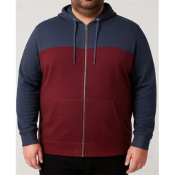 Bigdude Color Block Zipped Hoody Burgundy/Navy -Big Dude Clothing Shop 4208a3c0 life1 us24h09 10 burgundy