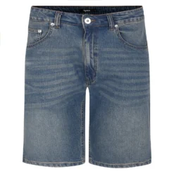 Bigdude Stretch Denim Shorts With Whiskers Tint Wash