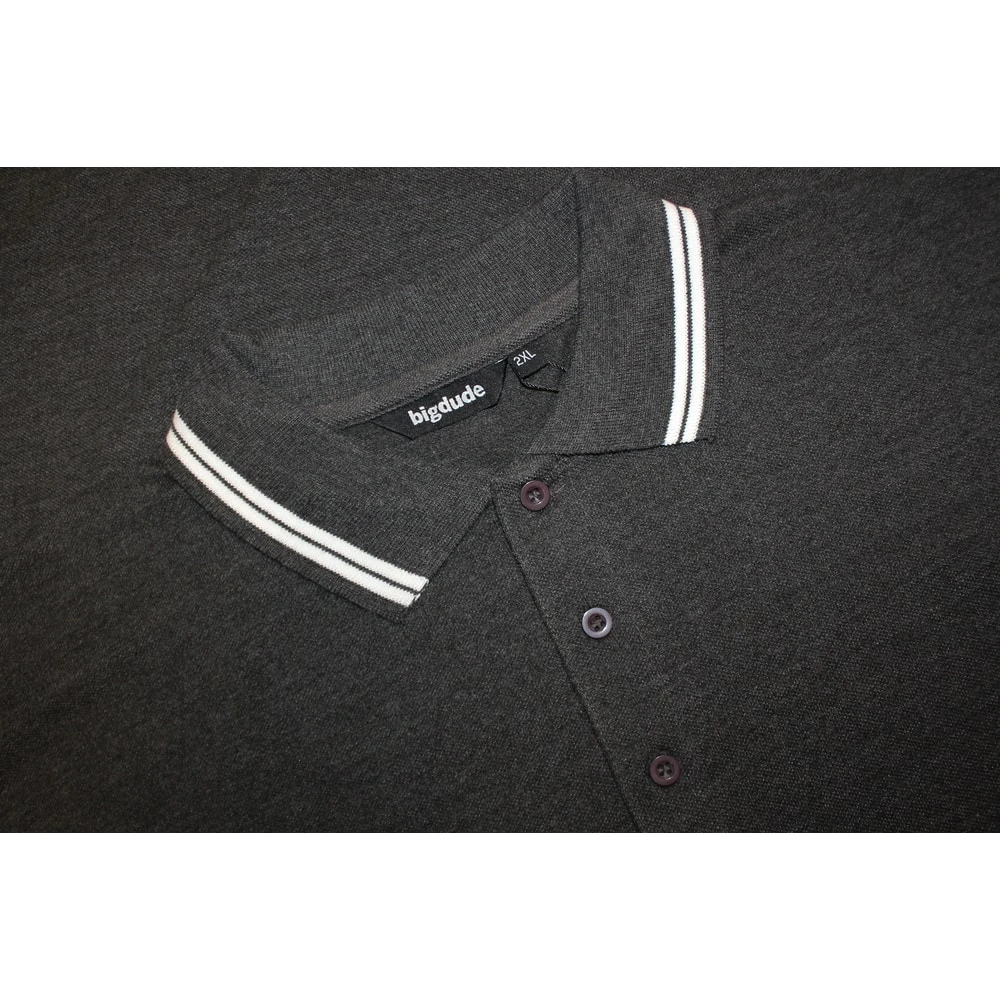Bigdude Tipped Polo Shirt Charcoal 4 Bigdude Tipped Polo Shirt Charcoal - Image 4