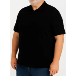 Bigdude Soft Jersey Cuban Collar Polo Shirt Black -Big Dude Clothing Shop 486fccd9 life2 us25p04 01 black
