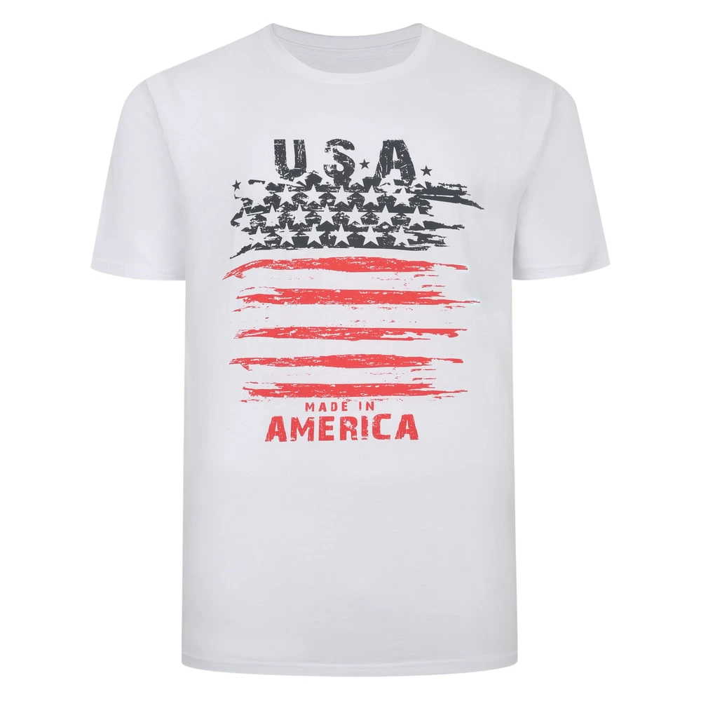 Bigdude USA Print T-Shirt White 1 Bigdude USA Print T-Shirt White