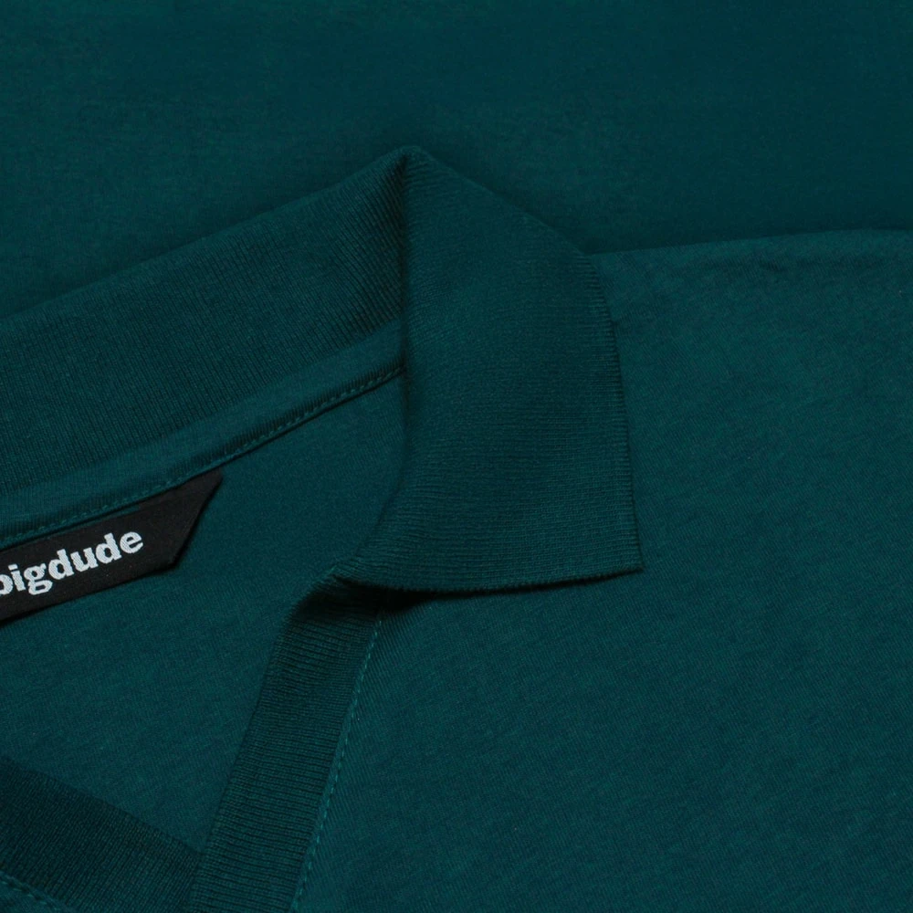 Bigdude Soft Jersey Cuban Collar Polo Shirt Green 3 Bigdude Soft Jersey Cuban Collar Polo Shirt Green - Image 3