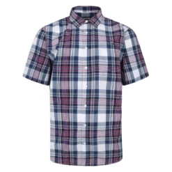 Bigdude Cutaway Collar Checked Shirt Purple/Navy