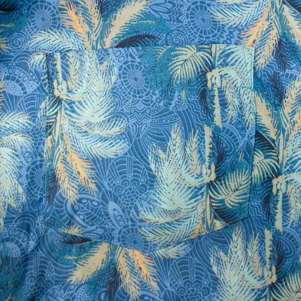 Bigdude Palms Viscose Relaxed Collar Shirt Blue 4 Bigdude Palms Viscose Relaxed Collar Shirt Blue - Image 4