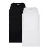Bigdude Twin Pack Plain Vests Black/White