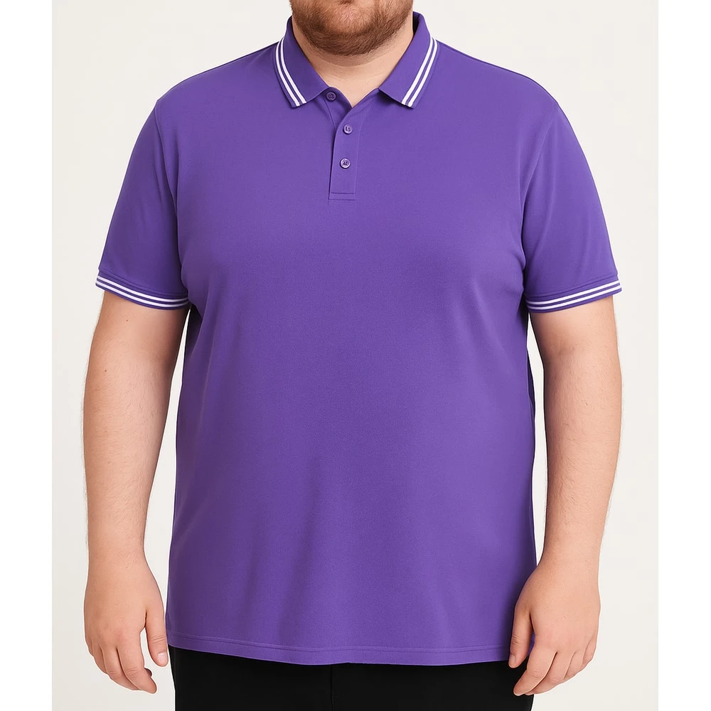 Bigdude Tipped Polo Shirt Purple 7 Bigdude Tipped Polo Shirt Purple - Image 7