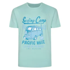 Bigdude Surfing Camp Print T-Shirt Mint Green