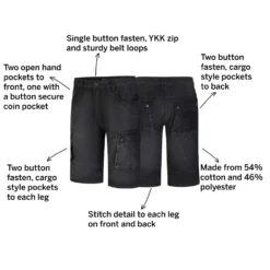Bigdude Cargo Denim Shorts Black -Big Dude Clothing Shop 53d8547b 3