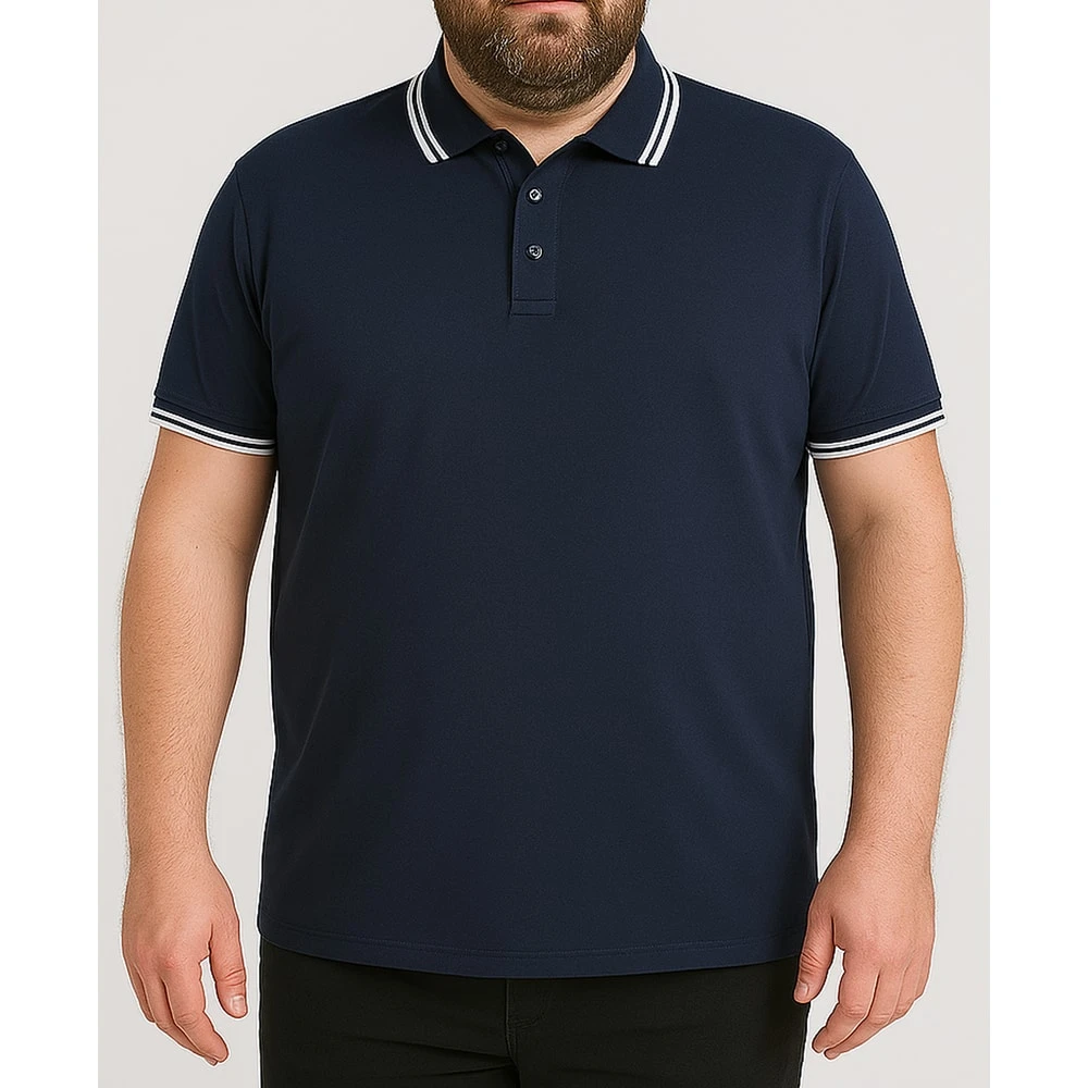 Bigdude Tipped Polo Shirt Navy 7 Bigdude Tipped Polo Shirt Navy - Image 7