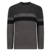 Bigdude Colour Block Knitted Jumper Charcoal Marl