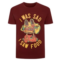 Bigdude Food Print T-Shirt Burgundy