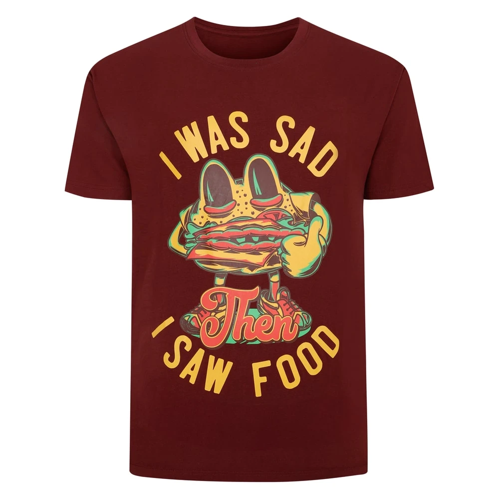 Bigdude Food Print T-Shirt Burgundy 1 Bigdude Food Print T-Shirt Burgundy