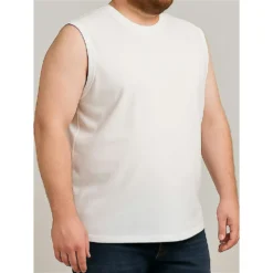 Bigdude Plain Sleeveless T-Shirt White 11 Bigdude Plain Sleeveless T-Shirt White -Big Dude Clothing Shop 59208c65 life2 us20pv01 04 white