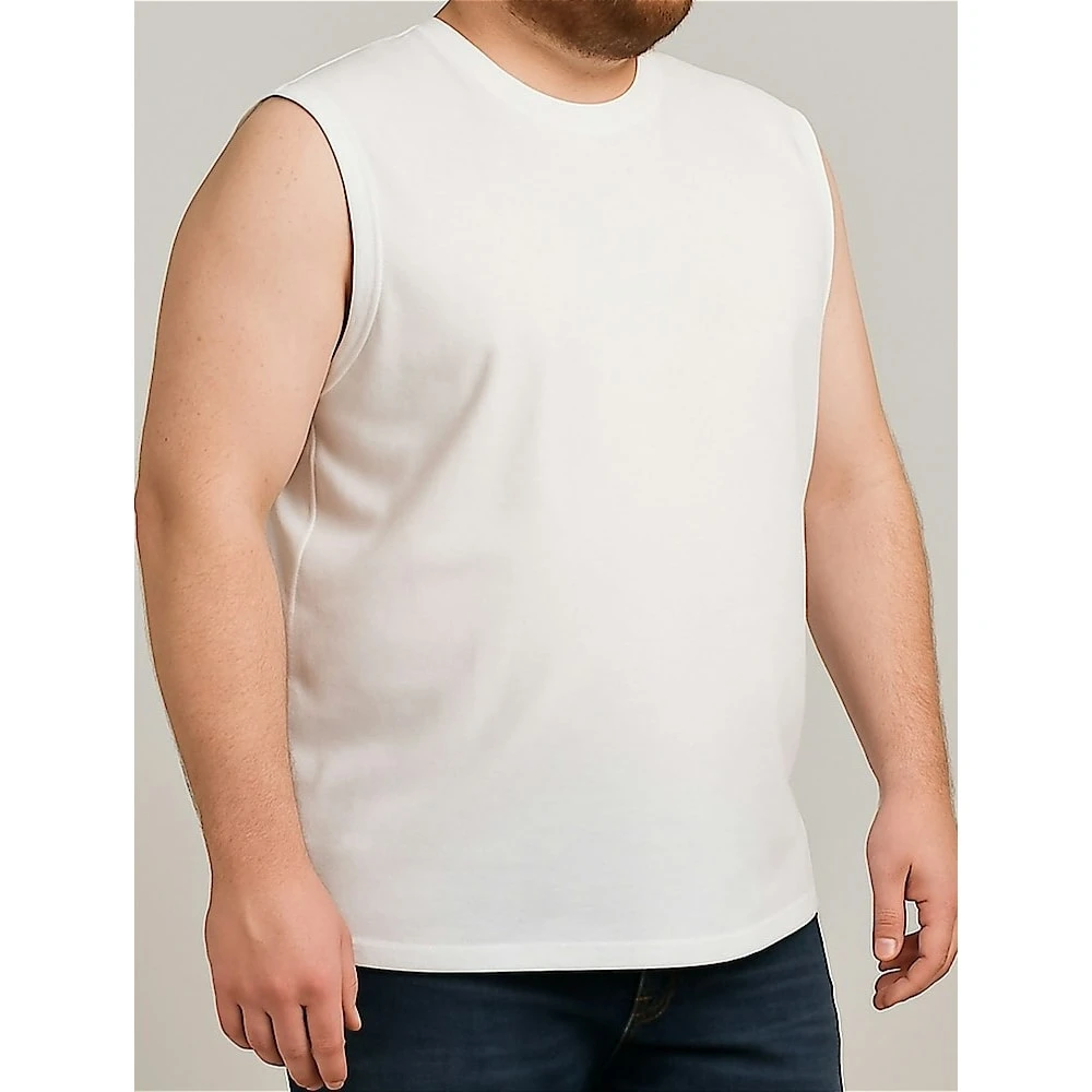 Bigdude Plain Sleeveless T-Shirt White 5 Bigdude Plain Sleeveless T-Shirt White - Image 5