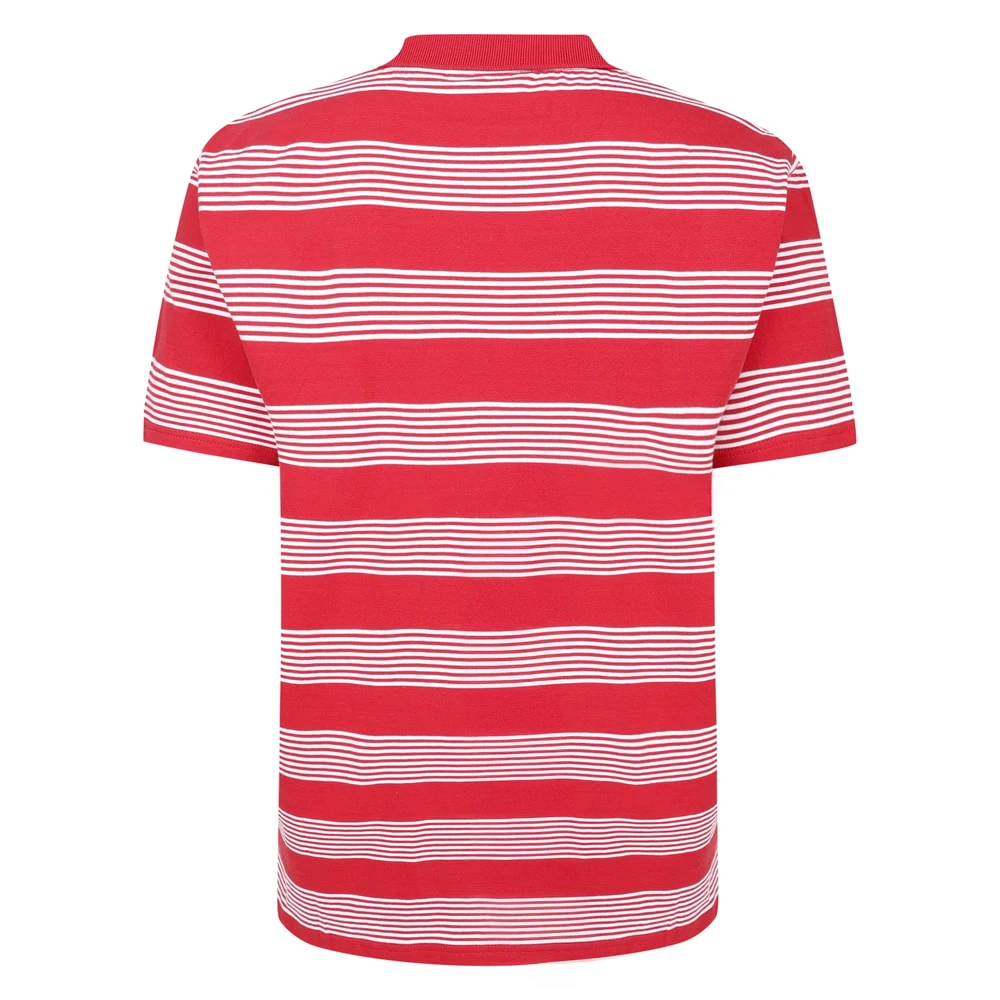 Bigdude Striped Relaxed Collar Polo Pepper Red/White 2 Bigdude Striped Relaxed Collar Polo Pepper Red/White - Image 2