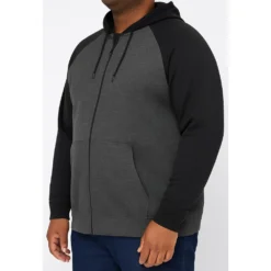 Bigdude Zip Thru Raglan Sleeve Hoody Black/Charcoal -Big Dude Clothing Shop 5ade7321 life2 us21h07 01 black
