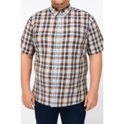 Bigdude Button Down Collar Checked Shirt Red/Navy -Big Dude Clothing Shop 5bb6310c life1 us24ss49 03 red