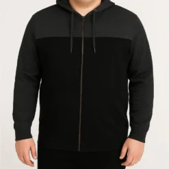 Bigdude Color Block Zipped Hoody Black/Charcoal -Big Dude Clothing Shop 5c23dc1b life2 us24h09 01 black