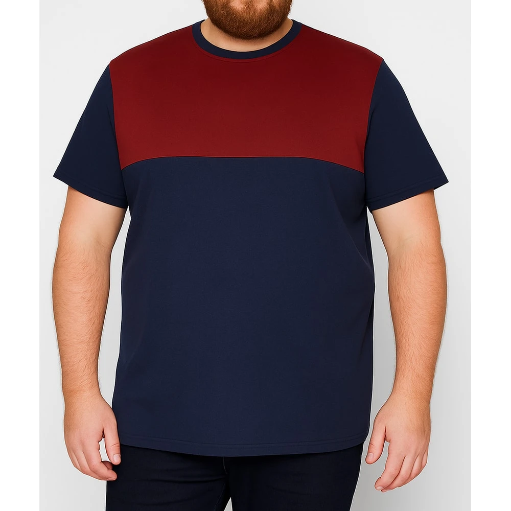 Bigdude Cut & Sew 2 Tone T-Shirt Navy/Burgundy 5 Bigdude Cut & Sew 2 Tone T-Shirt Navy/Burgundy - Image 5