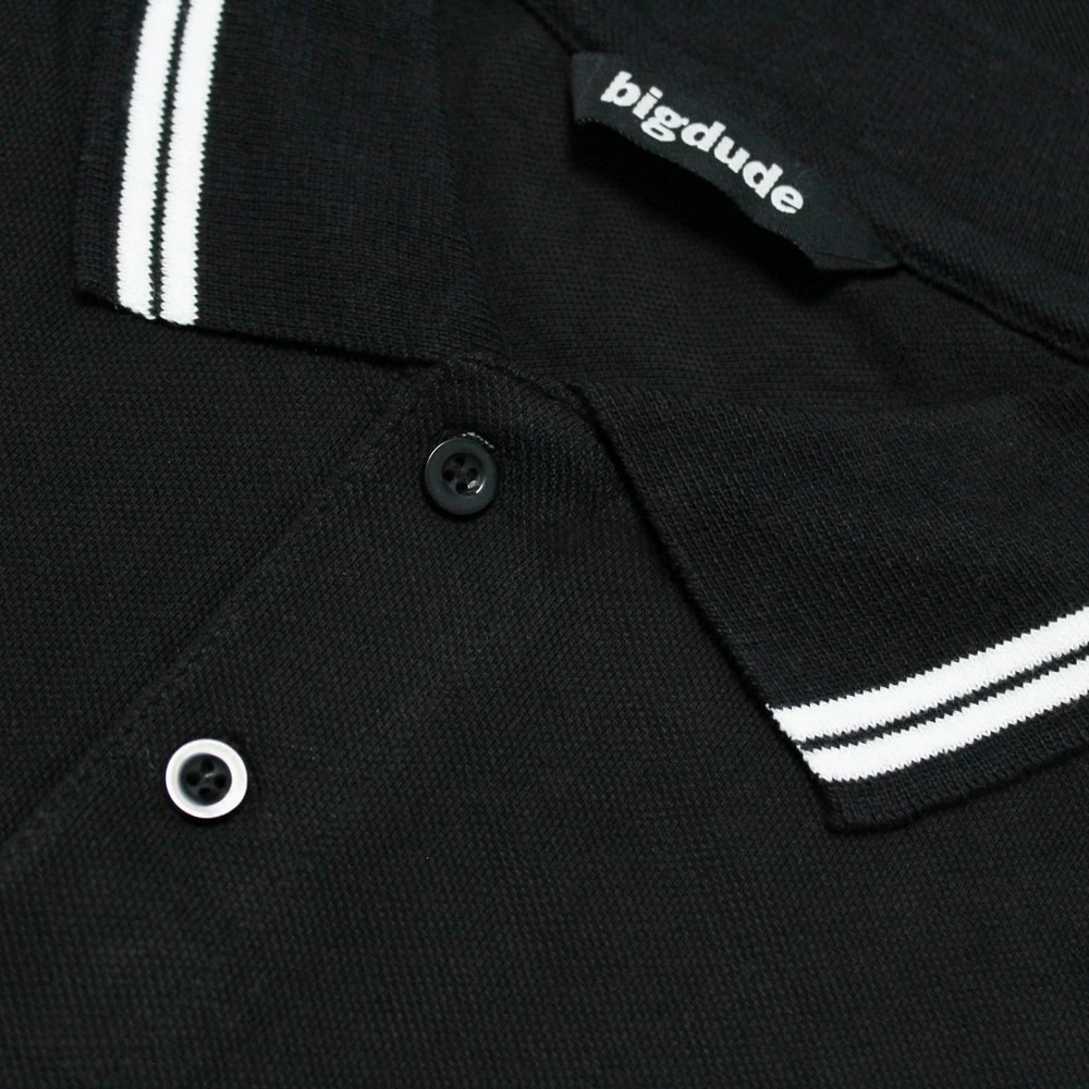 Bigdude Tipped Polo Shirt Black 4 Bigdude Tipped Polo Shirt Black - Image 4