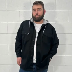 Bigdude Overshirt With Hood Black -Big Dude Clothing Shop 5cbc9b49 model1 us24ls09 01 black