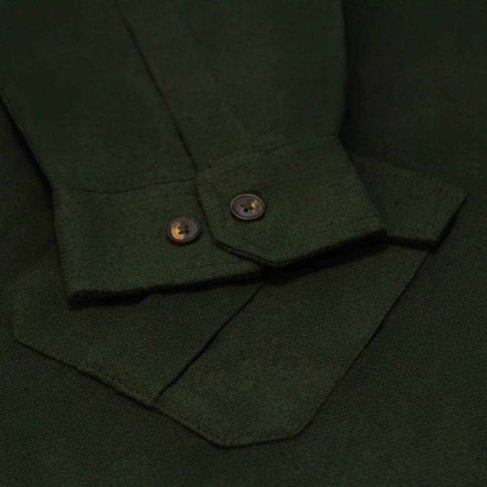 Bigdude Plain Flannel Long Sleeve Shirt Dark Olive 5 Bigdude Plain Flannel Long Sleeve Shirt Dark Olive - Image 5