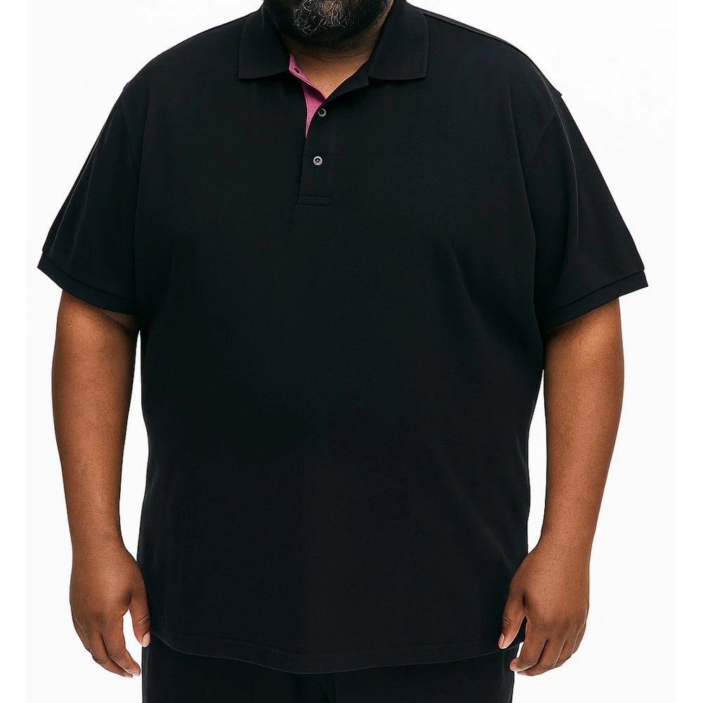Bigdude Contrast Placket Polo Shirt Black 5 Bigdude Contrast Placket Polo Shirt Black - Image 5