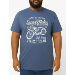 Bigdude Motorcycle Print T-Shirt Denim Marl 9 Bigdude Motorcycle Print T-Shirt Denim Marl -Big Dude Clothing Shop 5fa3c6aa b3f462ef life1 bd25ts17 09 denimmarl