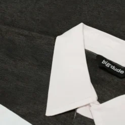 Bigdude Contrast Collar Striped Polo Shirt Charcoal -Big Dude Clothing Shop 60f678d7 1